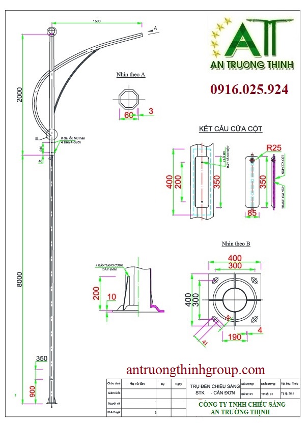 bản vẽ cột đèn