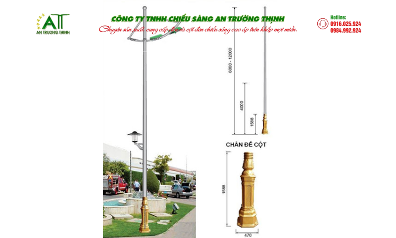 Cột đèn đế gang
