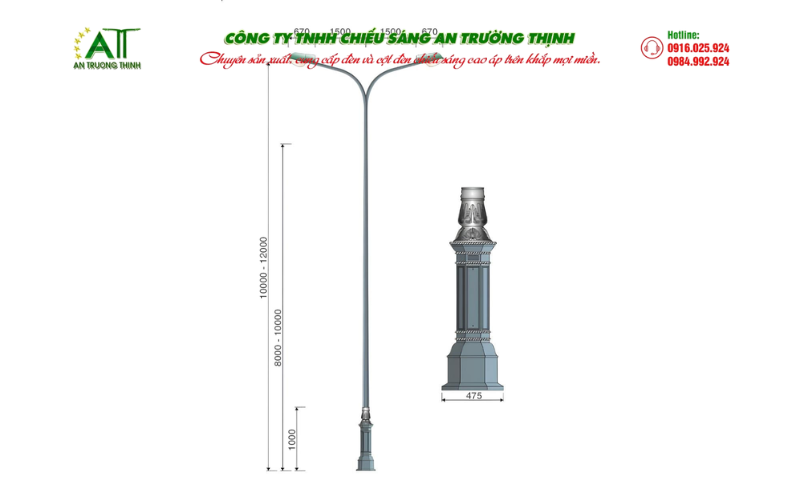 cột đèn đế gang