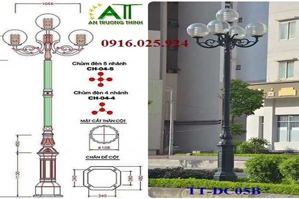 Cột đèn đế gang