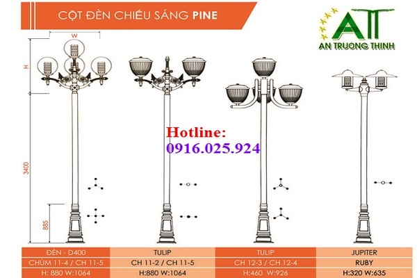 trụ đèn chiếu sáng công viên