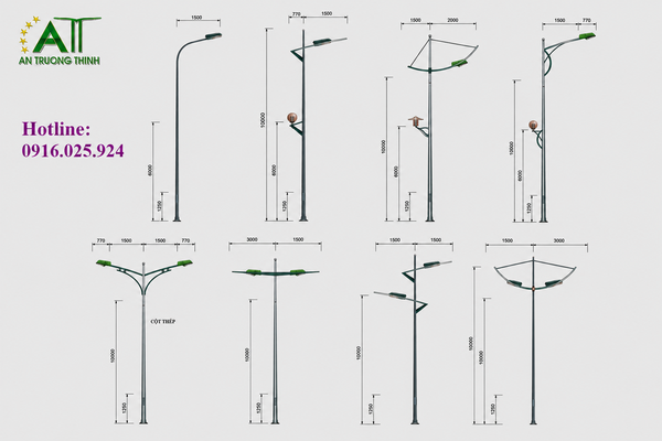 Báo giá trụ đèn chiếu sáng cao 10m, 11m mạ kẽm mới nhất