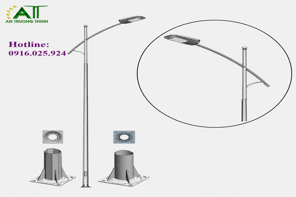 Báo giá trụ đèn chiếu sáng cao 12m, 14m mạ kẽm