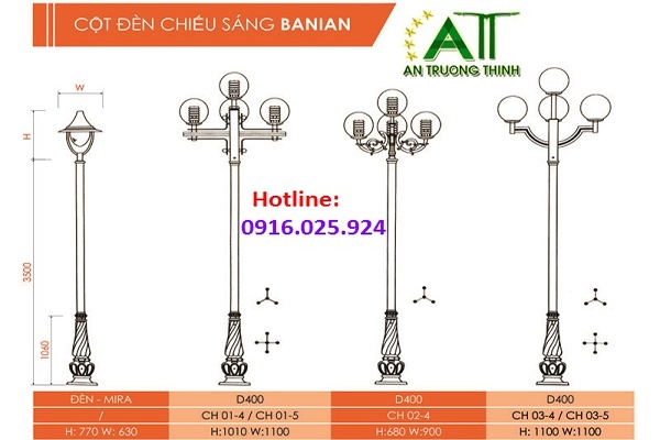 cấu tạo cột đèn đế gang