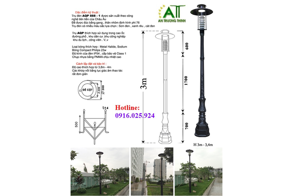 Phân loại cột đèn đế gang