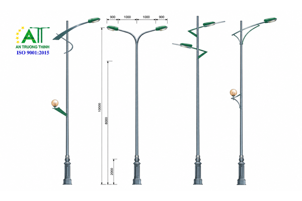Báo giá trụ đèn chiếu sáng cao 8m, 9m mạ kẽm
