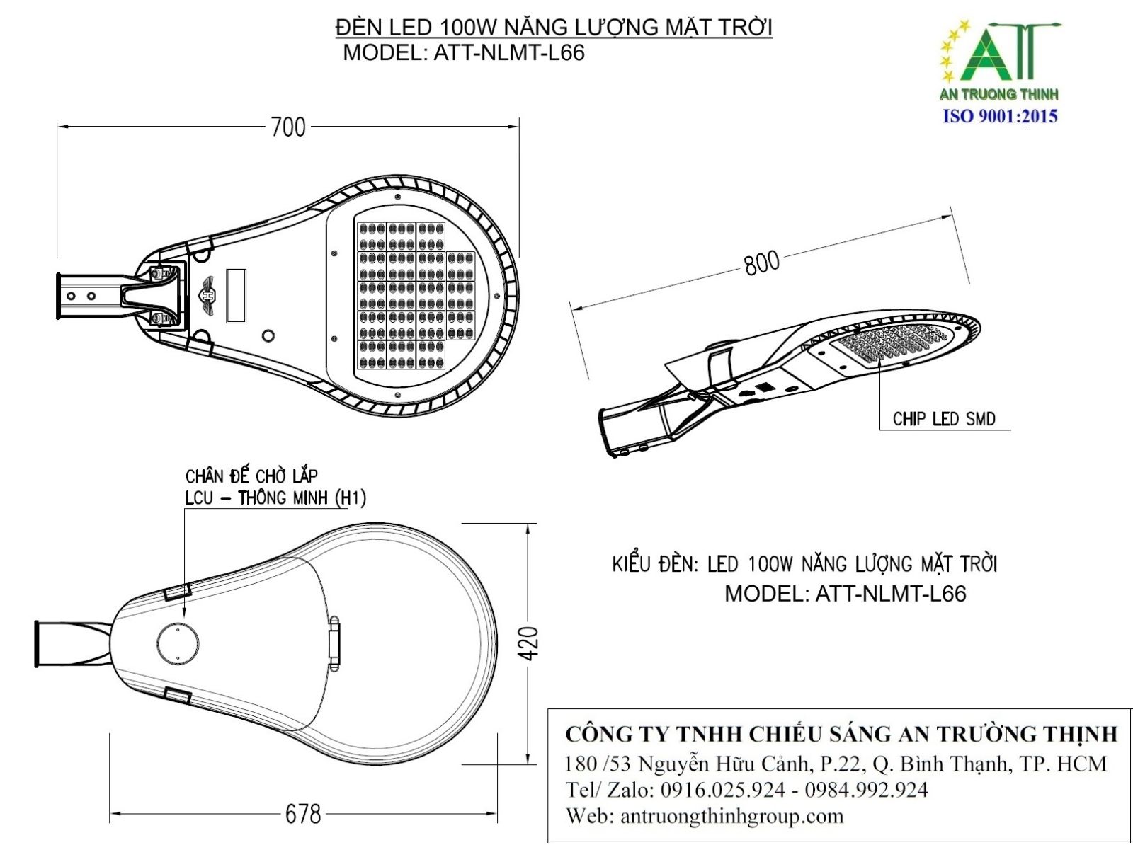 Bản vẽ đèn Led năng lượng mặt trời ATT-NLMT-L66