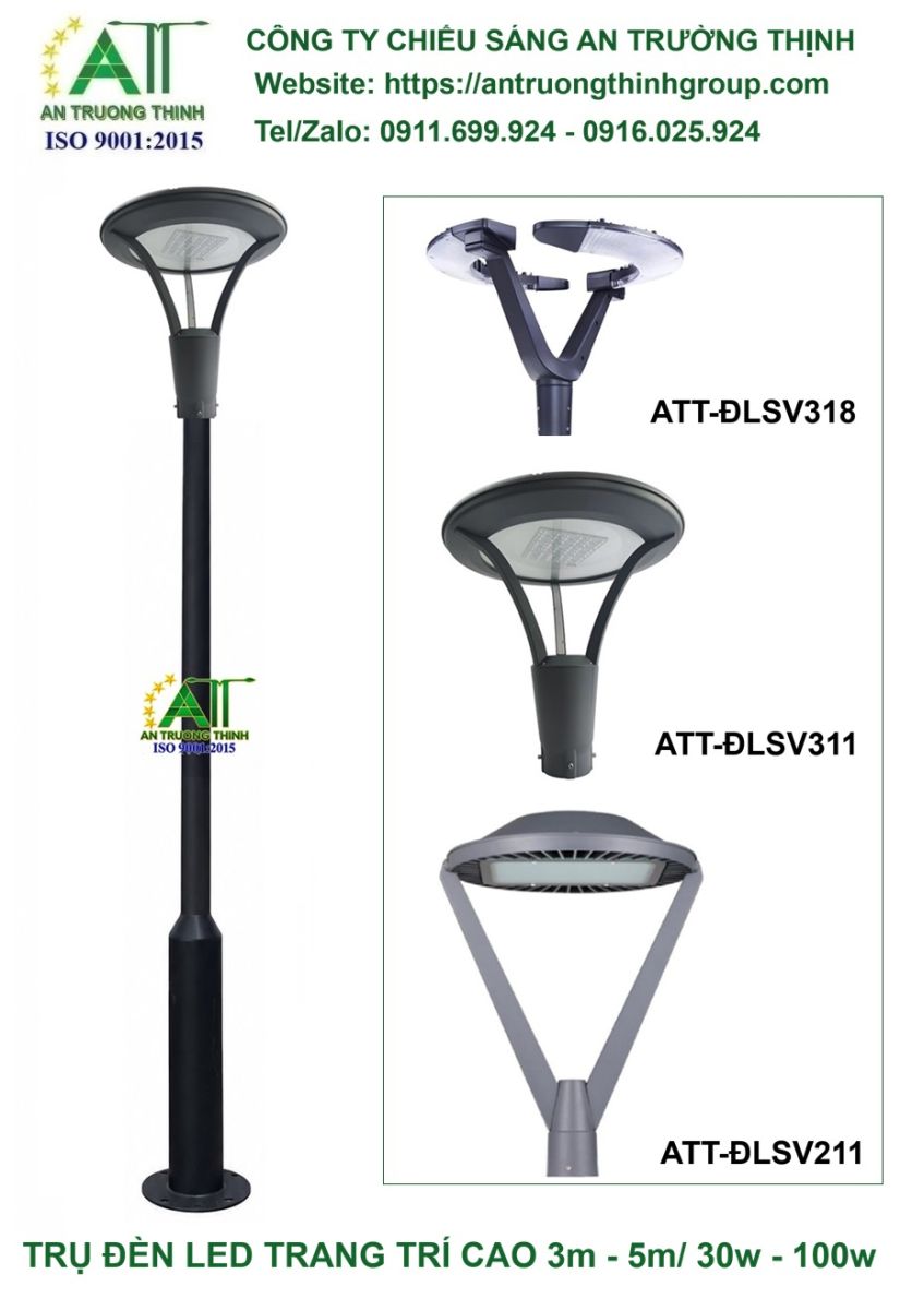 Cột Đèn Led Trang Trí Chiếu Sáng Cao 3m- 4m, 50w- 80w ATT-ĐLSV311