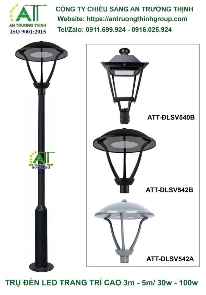 Cột Đèn Led Trang Trí Sân Vườn Cao 3m- 4m, 50w- 60w- 80w- SV542