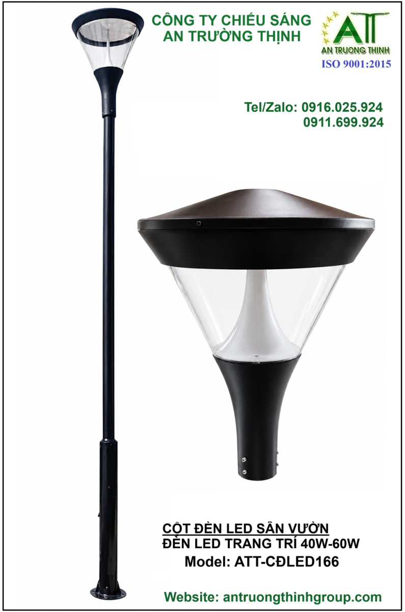 Cột Đèn Led Trang Trí Sân Vườn Cao 3m, 4m 40w, 50w, 60w, Trụ Đèn Led