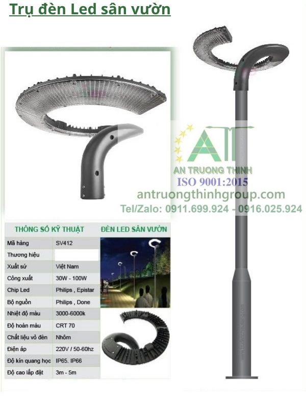 Cột Đèn Led Trang Trí Sân Vườn Cao 3m, 4m, 5m, 6m, 40w 50w 60w