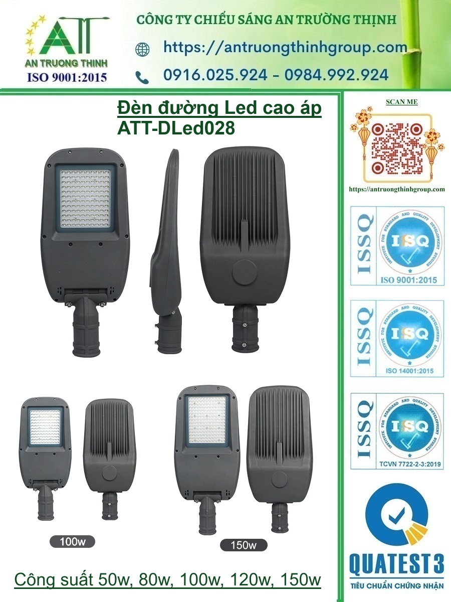 Đèn Led Chiếu Sáng Công Cộng ATT-DLED028 - 100w - 120w - 150w