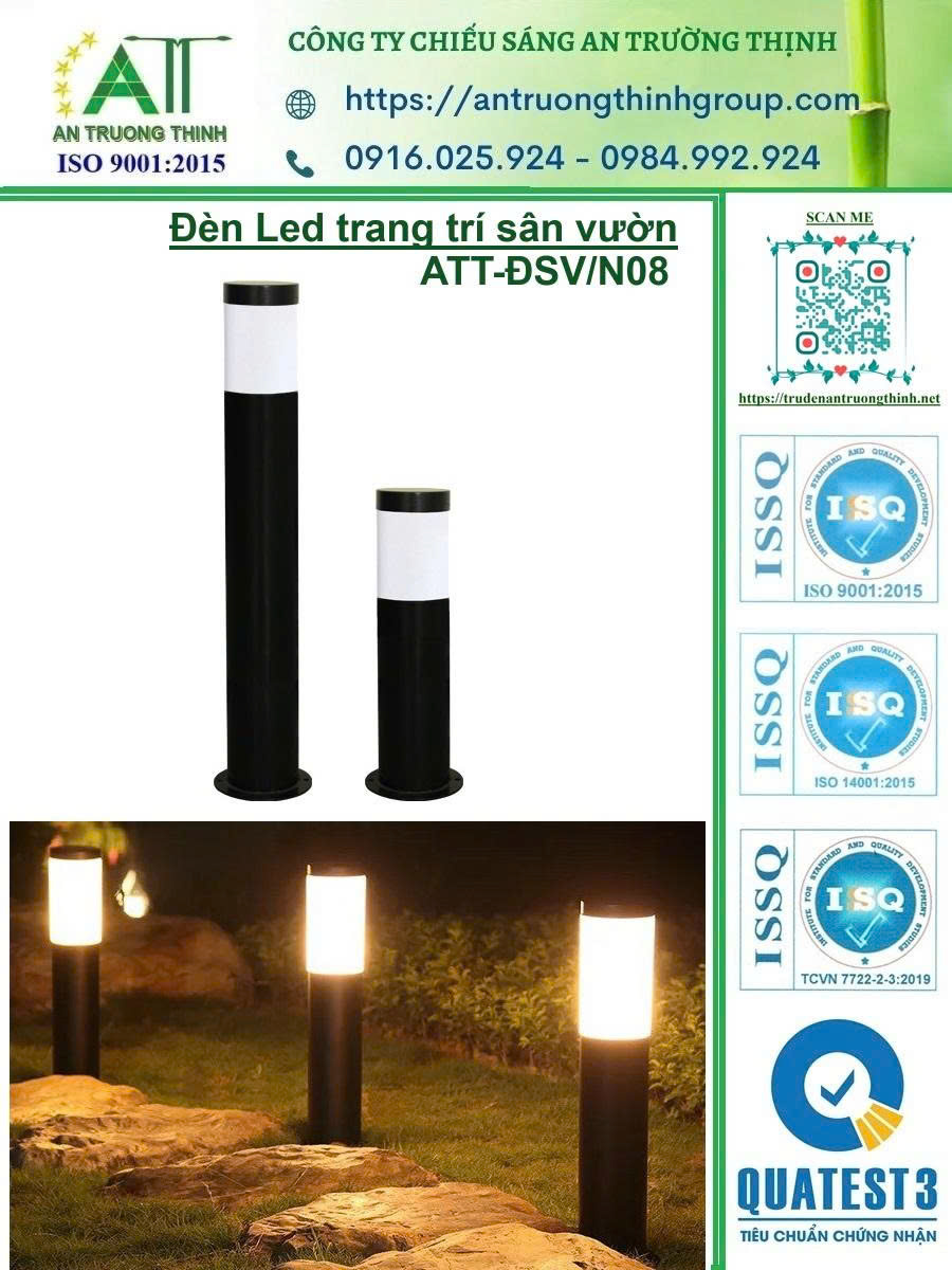 Đèn Led Trang Trí Sân Vườn Công Viên, Cột Đèn Led Chiếu Sáng 6cm, 8cm