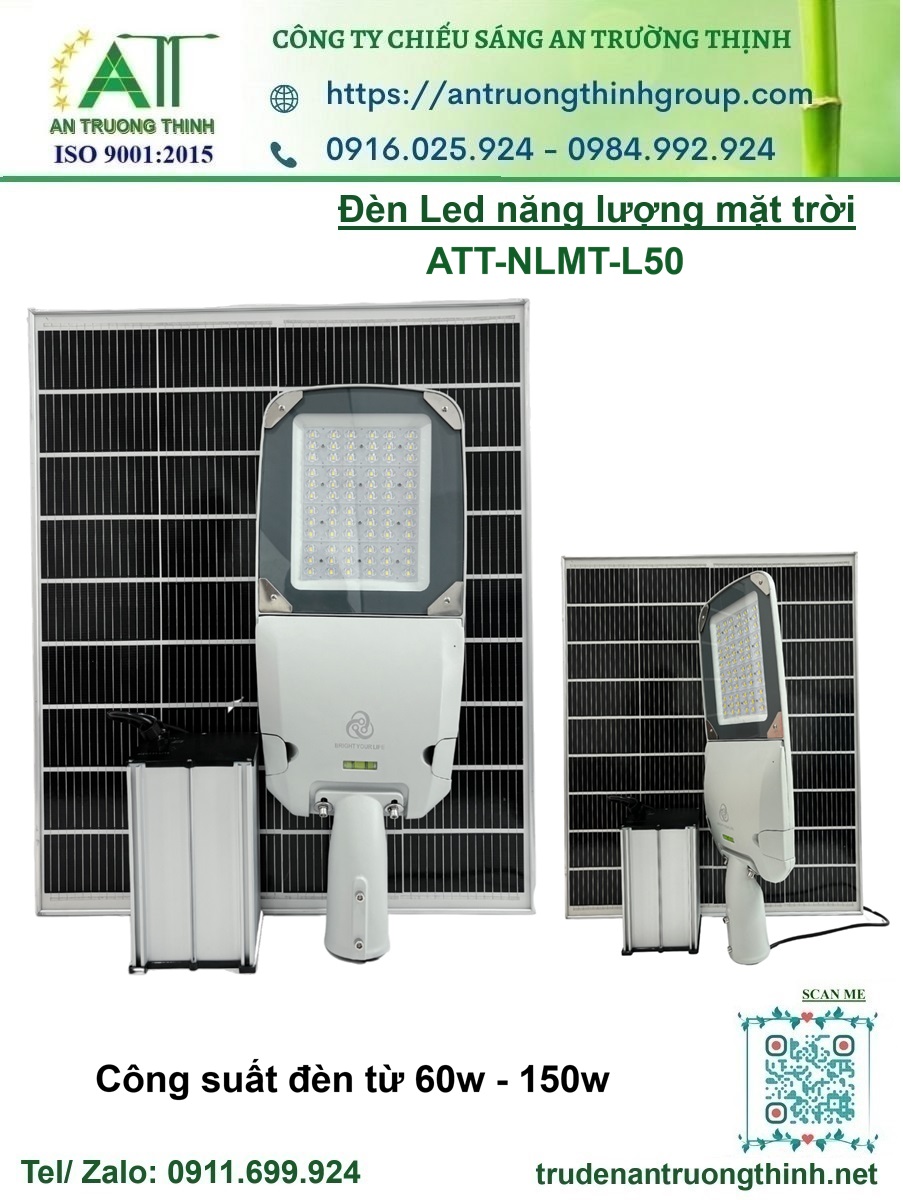 Đèn Led Năng Lượng Mặt Trời 50w, 60w, 80w, 100w, 120w ATT-NLMT-L50