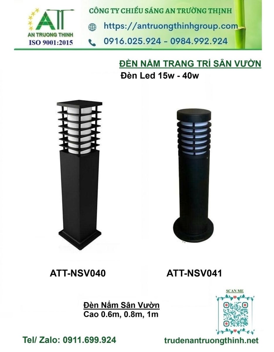 Đèn Nấm Trang Trí Sân Vườn Cao 0.6m - 0.8m - 1m - 1.2m ATT-NSV040