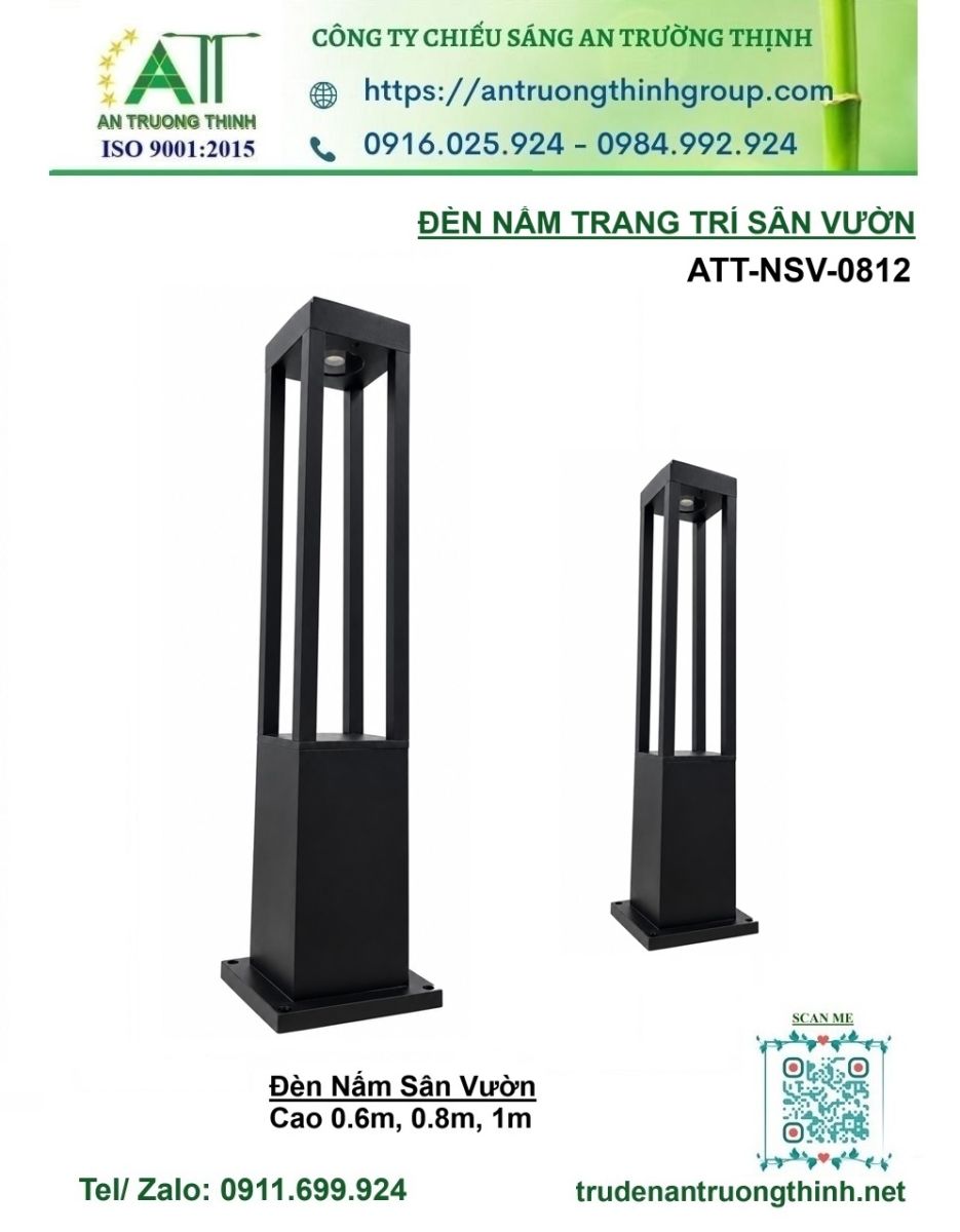 Đèn Nấm Trang Trí Sân Vườn Cao 0.6m - 0.8m - 1m ATT-NSV0812