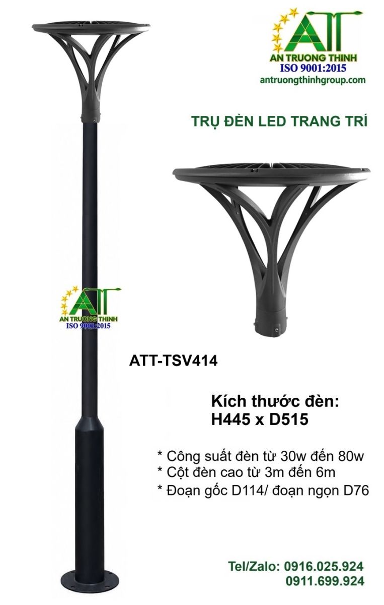 Trụ Đèn Led Chiếu Sáng Trang Trí Sân Vườn Cao 3m- 4m ATT-TSV414