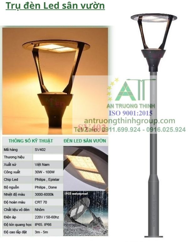 Trụ Đèn Led Chiếu Sáng Sân Vườn Công Viên Cao 4m, 5m, 6m
