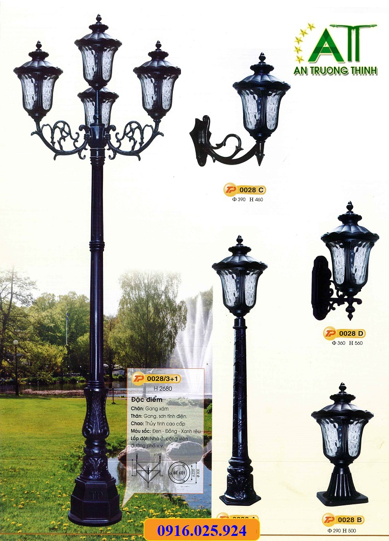 Cột đèn sân vườn chịu mưa