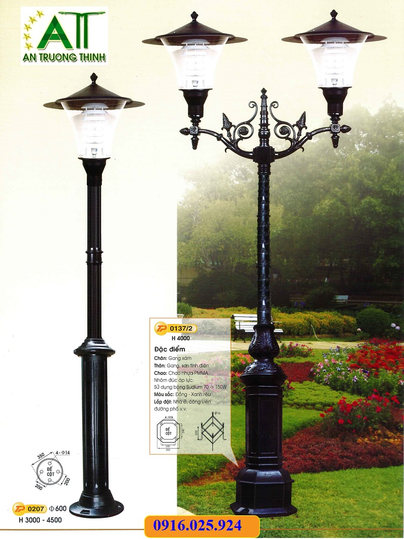 lắp cột đèn sân vườn